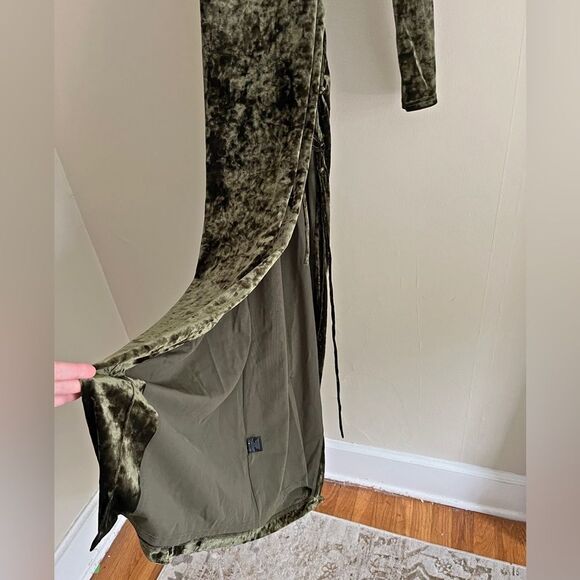 CAMILA COELHO Green Velvet One Shoulder Cutout Lace-Up Maxi Gown party dress XS - Picture 9 of 14